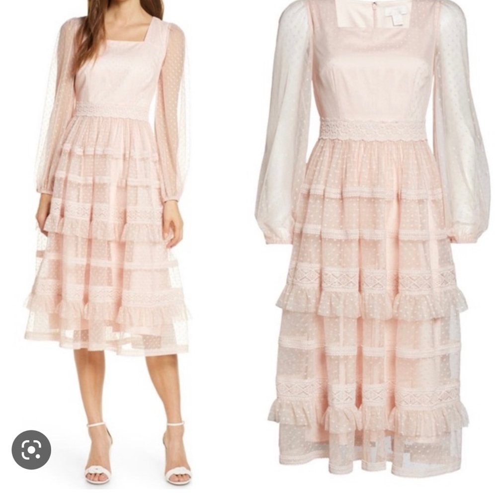 Rachel Parcell Dresses Rachel Parcell Tiered Ruffle Lace Midi Dress